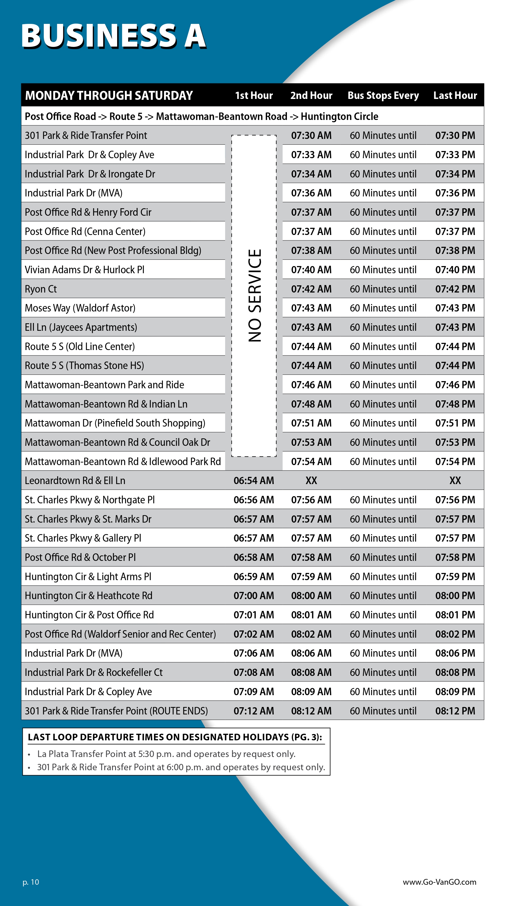 Business A Schedule