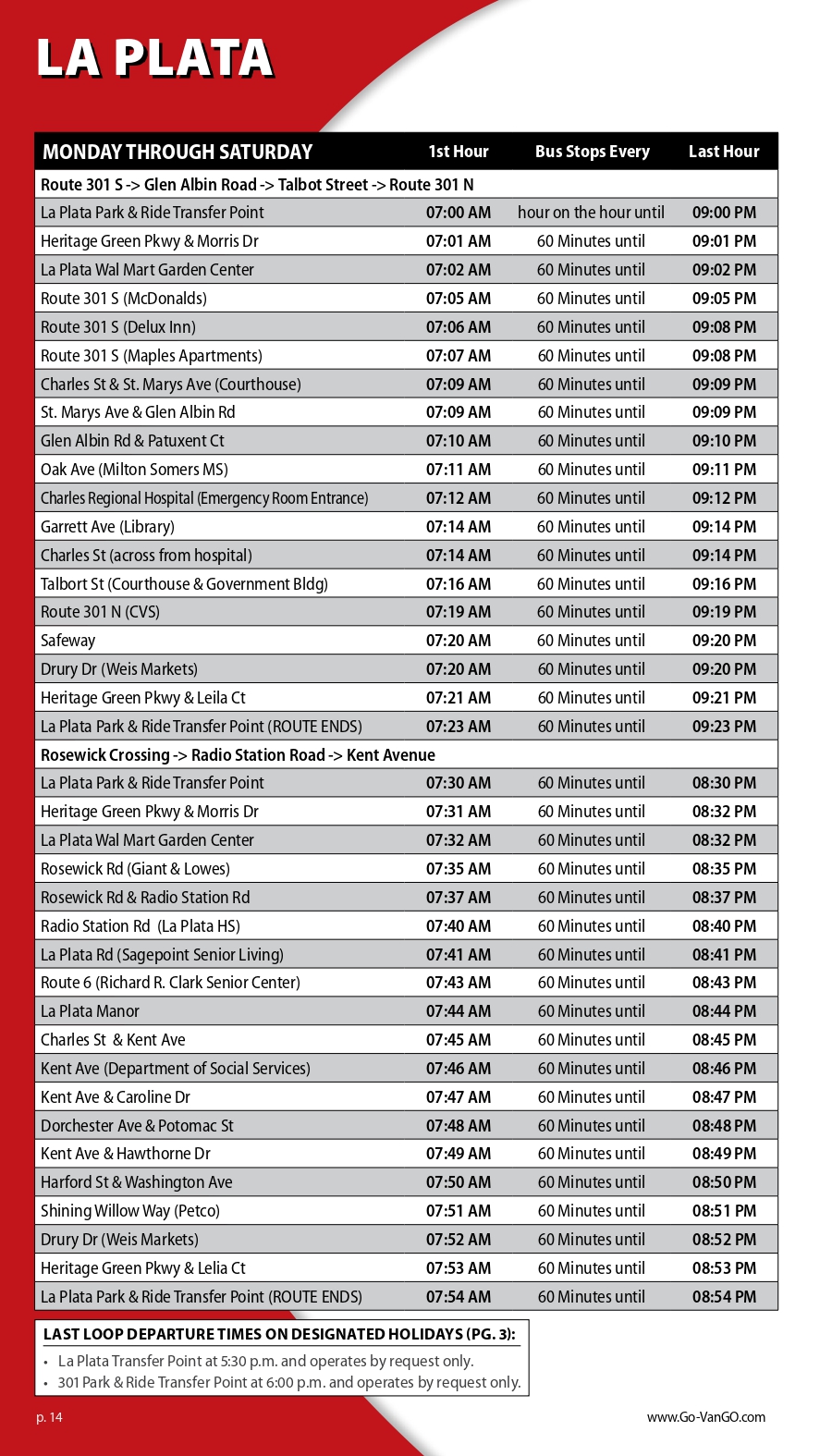 La Plata Schedule