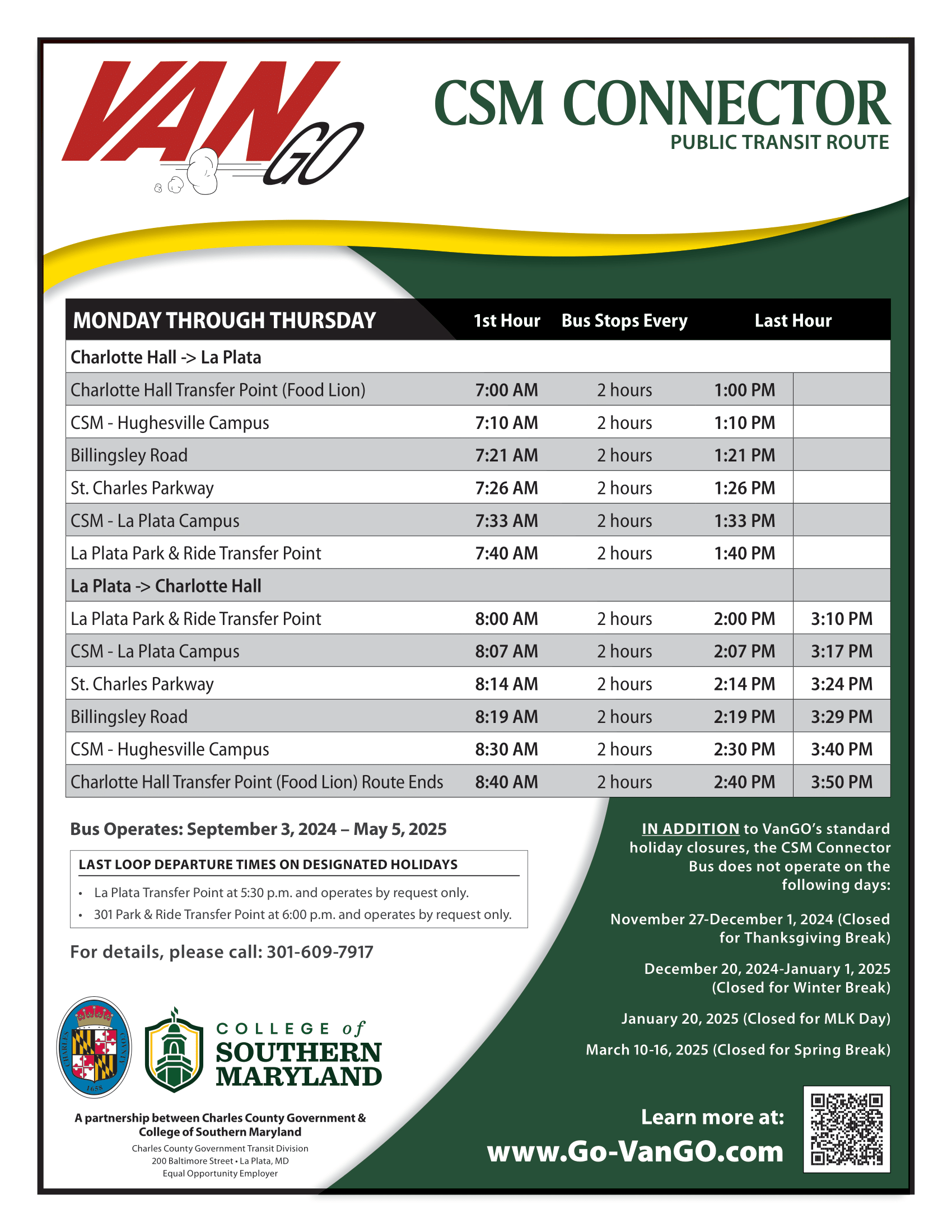 CSM Connector Schedule 