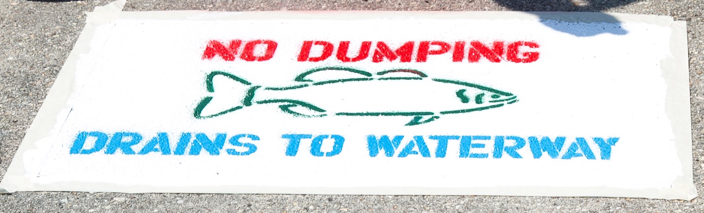 No Dumping Drains to Waterway Stencil Image